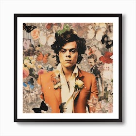 Harry Styles Butterfly Collage 1 Square Art Print