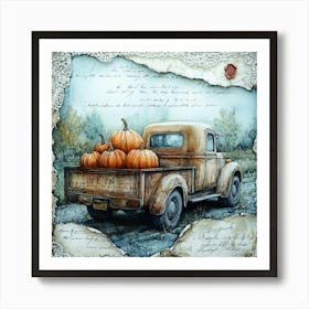 Old Truck With Pumpkins 1 Art Print