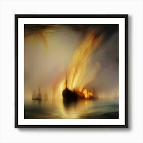 Fire Ship Art Print