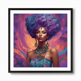 Sassy Purple Haired Girl Art Print