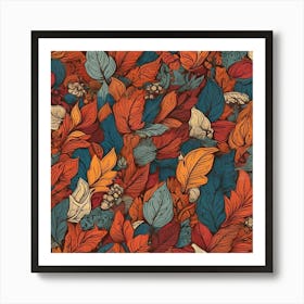 Autumn Leaves Seamless Pattern Art Print