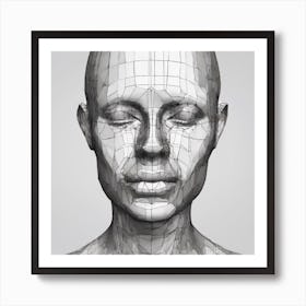 3d Model Of A Woman'S Head 1 Art Print