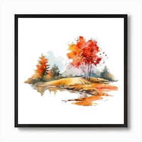 Watercolor Autumn Trees 3 Art Print