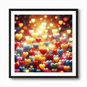 Colorful Hearts Background Art Print