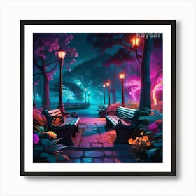 Night In The Park 1 Art Print