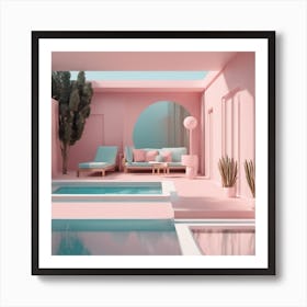 Pink Barbie House With Pool Art Print