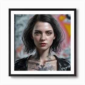 Girl With Tattoos Art Print