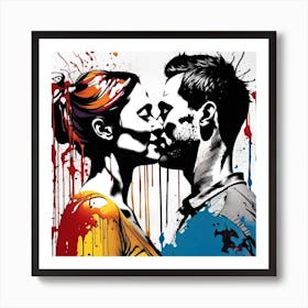 Kissing Couple Art Print