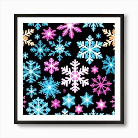 Snowflakes On Black Background 1 Poster