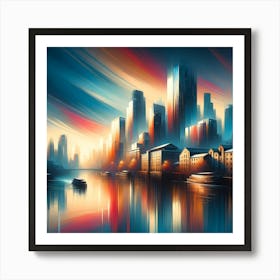 Cityscape At Sunset Art Print