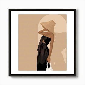 Black And White Woman In Hat Art Print