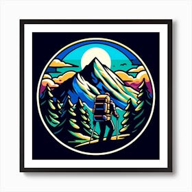 Hiker In The Mountains Art Print