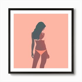 Minimalist Illustration Of Woman In Bikini Art Print