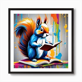 Squirrel Reading A Book 3 Art Print