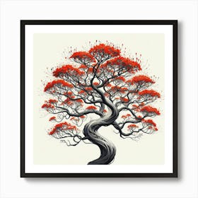 Abstract modernist Erythrina tree Art Print
