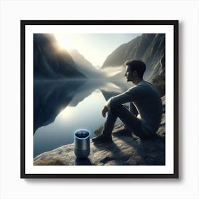 Man Looking At A Lake Art Print