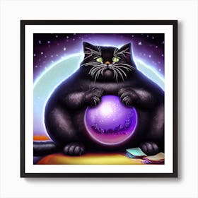 Black Cat With A Crystal Ball 3 Art Print