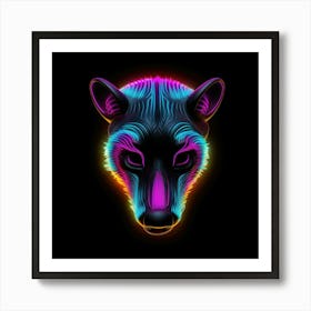 Neon Wolf Head 2 Affiche