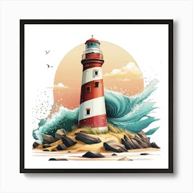 Lighthouse In The Sea Art Print