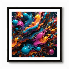 Abstract Colorful Paint Splash Art Print