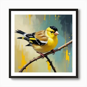 Maximalist Bird Painting American Goldfinch 1 Art Print 2 Art Print