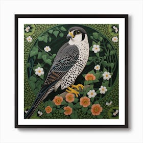 Ohara Koson Inspired Bird Painting American Kestrel 1 Square Art Print