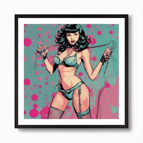 Betty Page Pop Art Whip Dotted Dominatrix Art Print