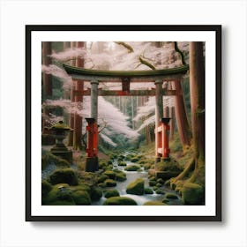 Torii Gate In The Forest 1 Art Print