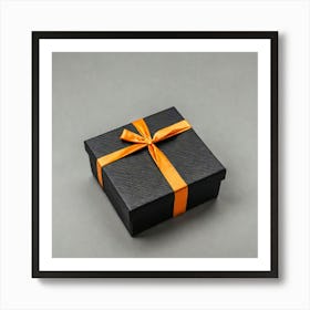 Black Gift Box With Orange Ribbon 3 Art Print