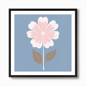 A White And Pink Flower In Minimalist Style Square Composition 163 Art Print