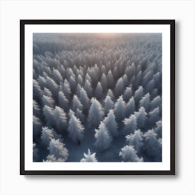 Winter Forest With Visible Horizon And Stars From Above Drone View Perfect Composition Beautiful (4) Art Print