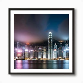 Hong Kong Skyline At Night 1 Art Print