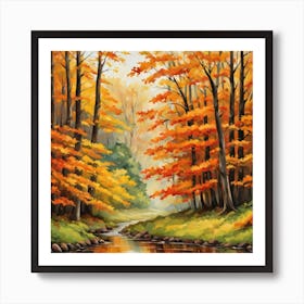 Forest In Autumn In Minimalist Style Square Composition 158 Art Print