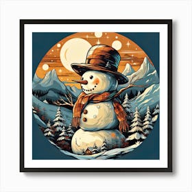 Snowman In The Snow 3 Art Print