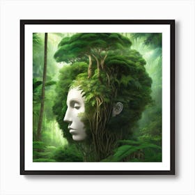 Woman'S Head In The Forest Art Print