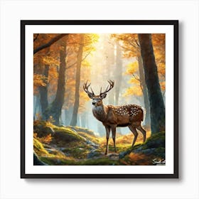 Deer In The Forest 145 Art Print