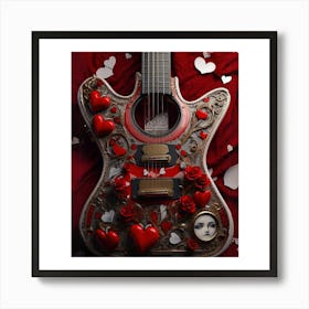 Heartstrings Monarchy: Queen of Hearts Guitar Elegance (26) Art Print