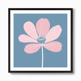 A White And Pink Flower In Minimalist Style Square Composition 313 Art Print