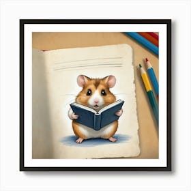 Hamster Reading A Book 7 Art Print