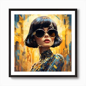 Futuristic Woman In Sunglasses 1 Art Print