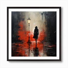 Woman Walking In The Rain 1 Art Print