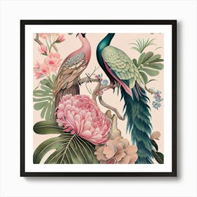 Two Peacocks 3 Art Print