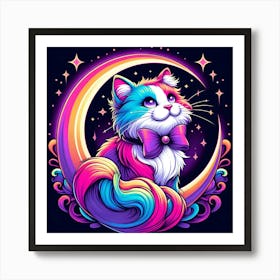 Cat On The Moon 9 Art Print