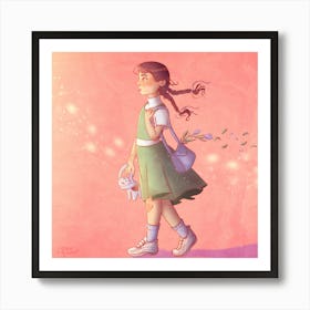 Girl With A Bunny Poster