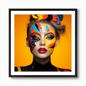 Young Woman With Colorful Makeup Art Print