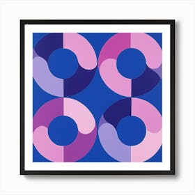 Pink, blue and violet Circles Art Print