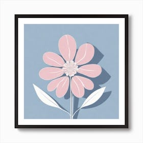 A White And Pink Flower In Minimalist Style Square Composition 398 Art Print