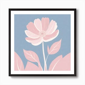 A White And Pink Flower In Minimalist Style Square Composition 456 Art Print