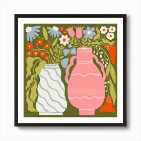 Vases And Flowers Art Print