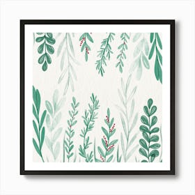 Watercolor Leaves Pattern Art Print